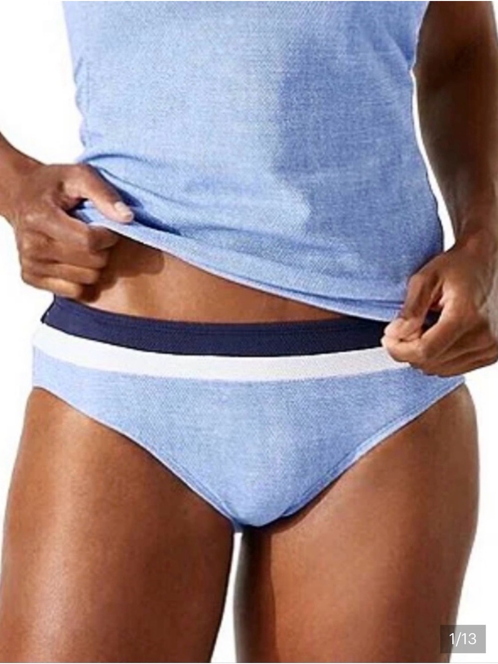 Tommy Bahama Light Blue Swim Bottom with Navy Edge